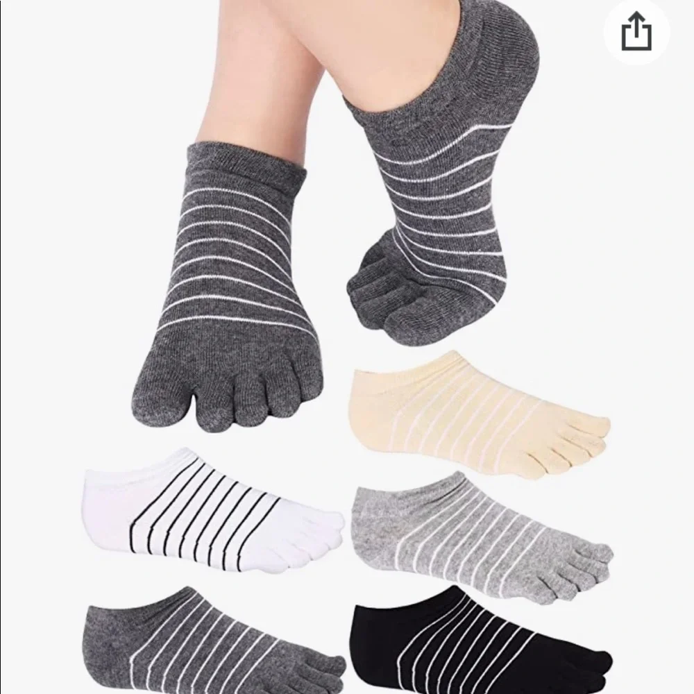COPY - New, 3 pr Striped, Five Finger Socks, pic by Amazon. Colors will vary/r… - Picture 1 of 1